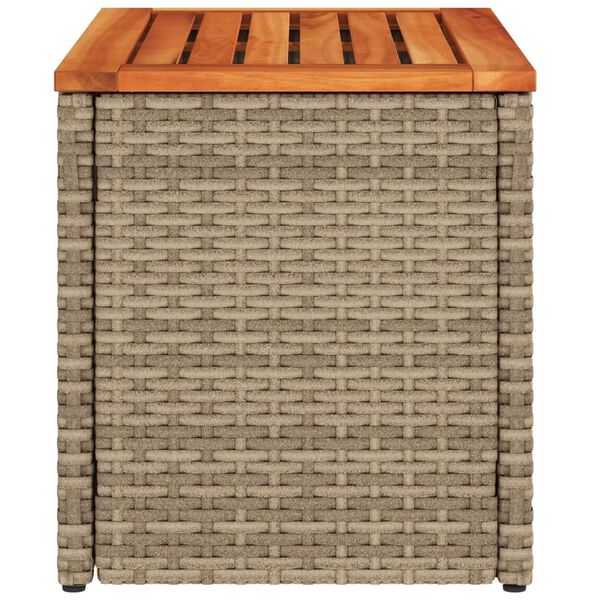 vidaXL Garden Side Tables 2pcs Beige 55x34x37cm Poly Rattan Solid Wood