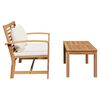 vidaXL Bench with Cushion 2 pcs Brown and Cream Solid Teak Wood