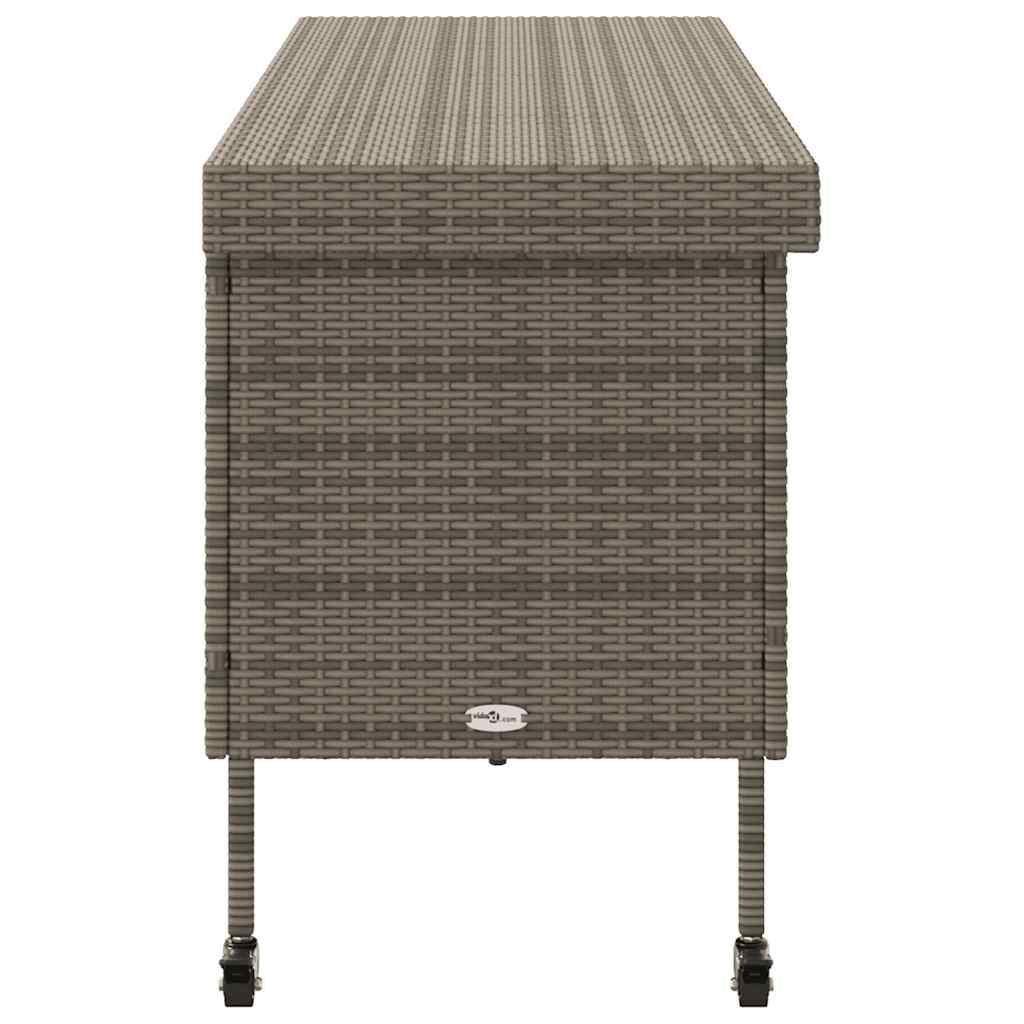 vidaXL Garden Storage Box with Wheels Grey 160x55x75 cm Poly Rattan