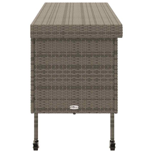 vidaXL Garden Storage Box with Wheels Grey 160x55x75 cm Poly Rattan