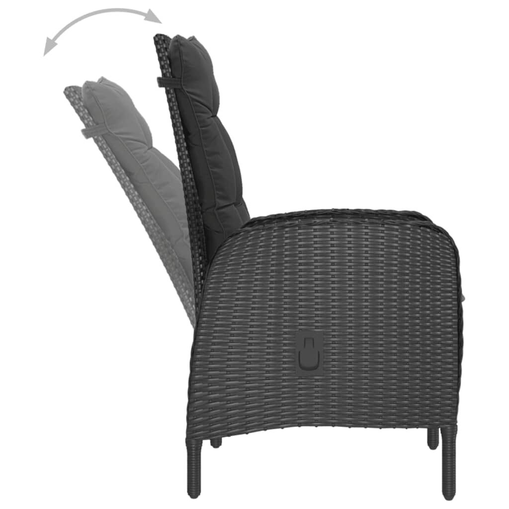 vidaXL 3 Piece Garden Bistro Set Poly Rattan and Acacia Wood Black