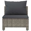 vidaXL Garden Middle Sofa with Cushion Grey Poly Rattan
