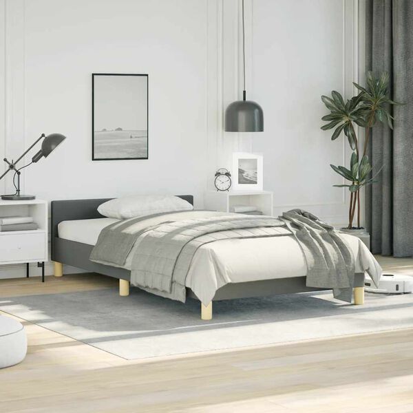 vidaXL Bed Frame without Mattress Dark Grey Twin Fabric