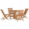 vidaXL 5 Piece Folding Outdoor Dining Set Solid Wood Teak