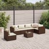 vidaXL 7 Piece Garden Lounge Set with Cushions Brown Poly Rattan