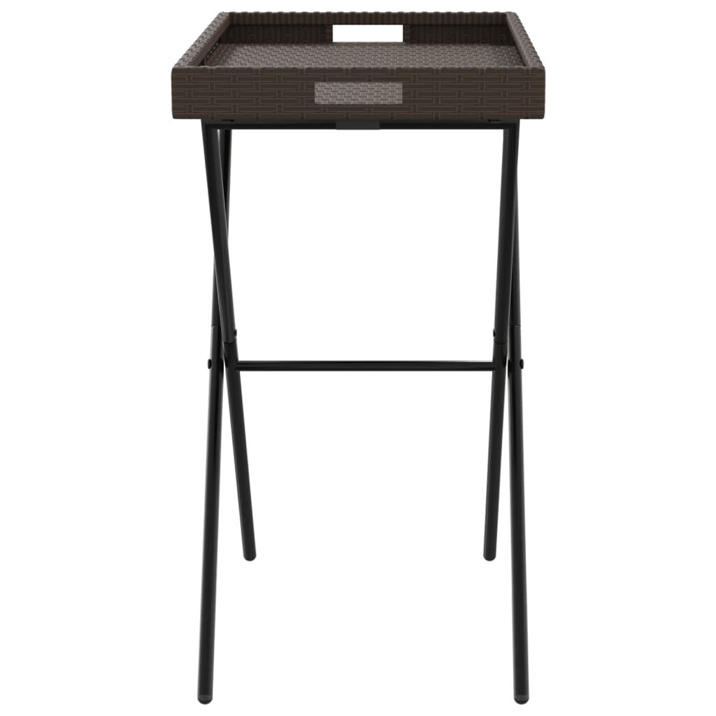 vidaXL Folding Tray Table Brown 65x40x75 cm Poly Rattan