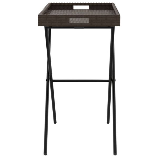 vidaXL Folding Tray Table Brown 65x40x75 cm Poly Rattan