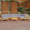 vidaXL 10 Piece Garden Lounge Set with Grey Cushions Solid Pinewood