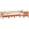 vidaXL 5 Piece Garden Sofa Set with Cushions Wax Brown Solid Wood Pine