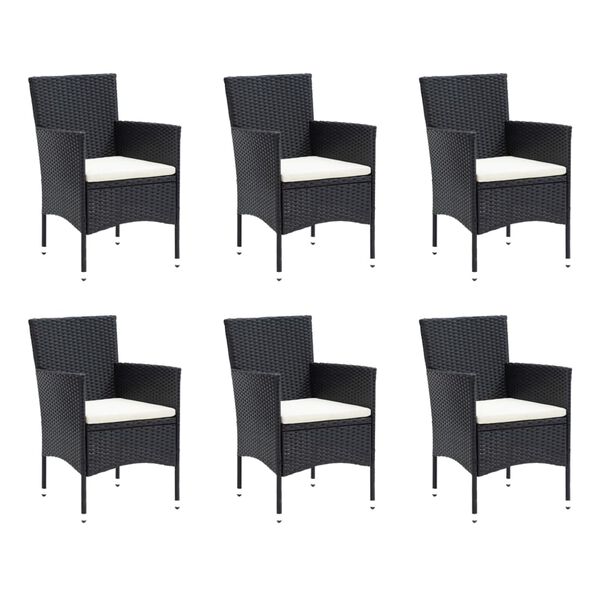 vidaXL 9 Piece Garden Dining Set with Cushions Poly Rattan Black