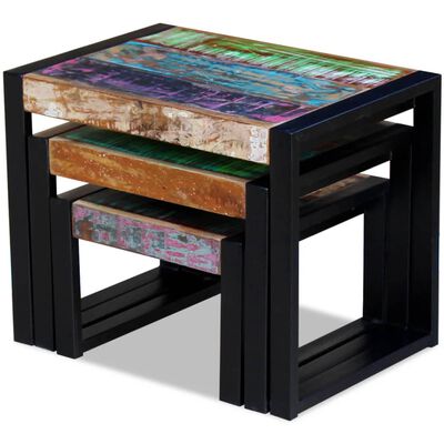 vidaXL Three Piece Nesting Tables Solid Reclaimed Wood