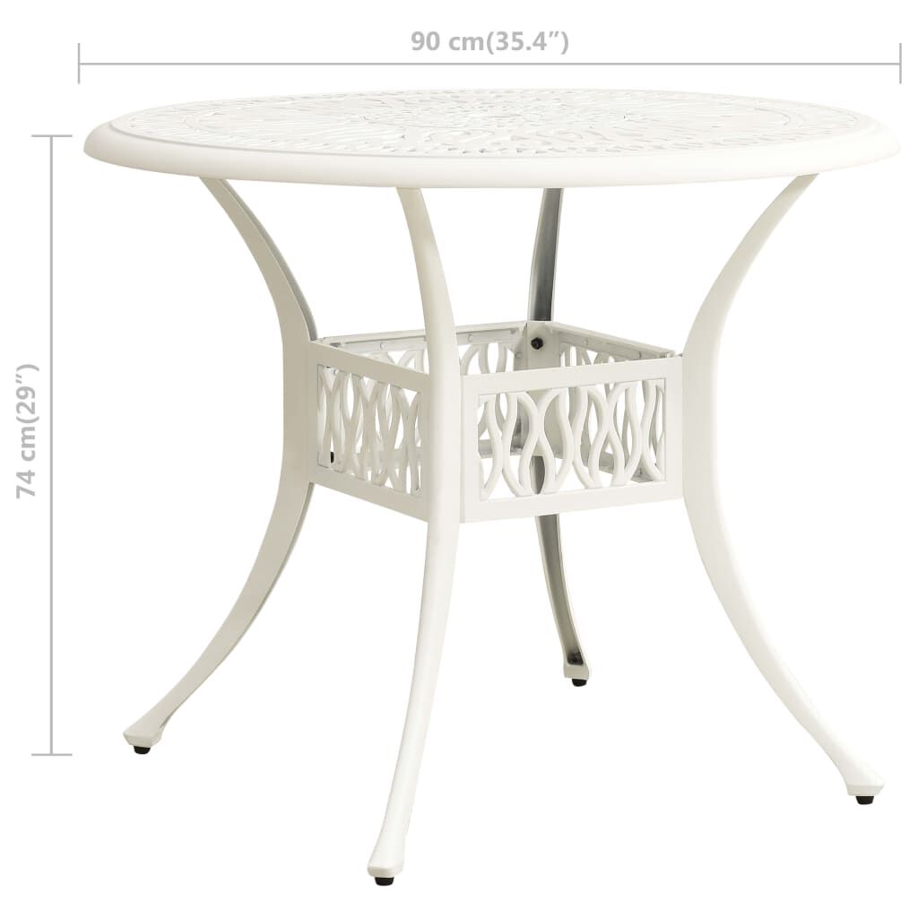 vidaXL 3 Piece Bistro Set Cast Aluminium White