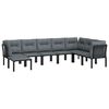vidaXL 8 Piece Garden Lounge Set Black and Grey Poly Rattan