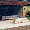 vidaXL 11 Piece Garden Lounge Set with Grey Cushions Pinewood