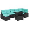 vidaXL Garden Sofa Set with Cushion 8 pcs Black and blue