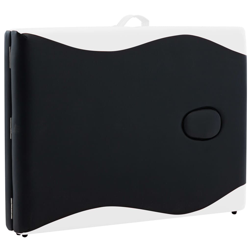 vidaXL 2-Zone Foldable Massage Table Aluminium Black and White