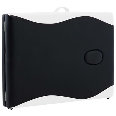 vidaXL 2-Zone Foldable Massage Table Aluminium Black and White