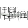 vidaXL Metal Bed Frame without Mattress with Footboard Black 150x200cm