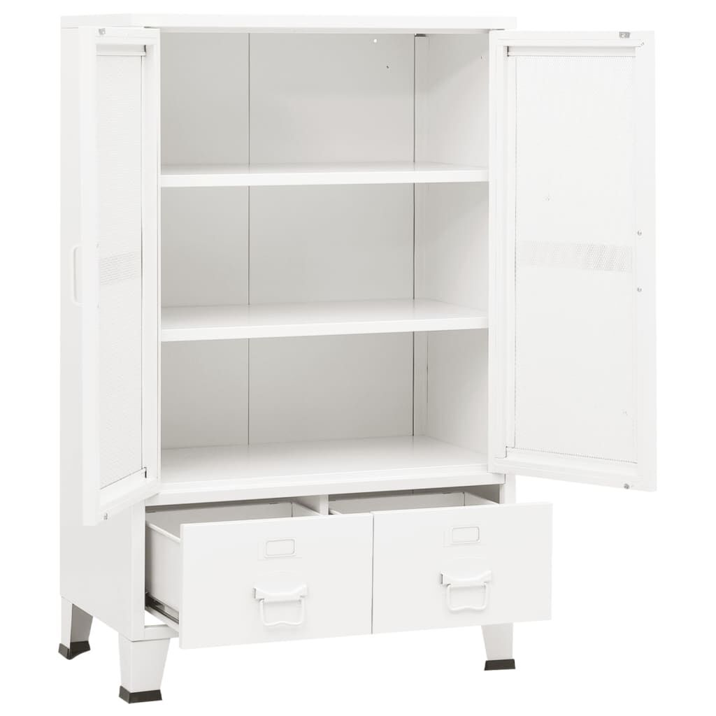 vidaXL Industrial Storage Chest White Metal