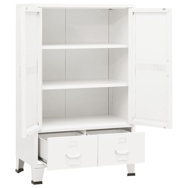 vidaXL Industrial Storage Chest White Metal
