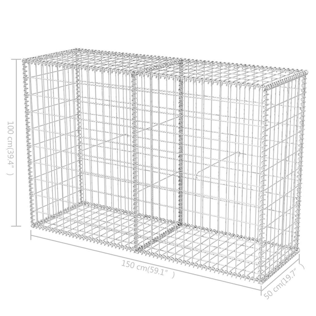 vidaXL Gabion Basket Galvanised Steel 150x50x100 cm