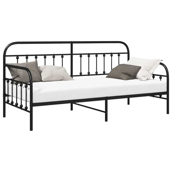 vidaXL Daybed Frame with Headboard Black 100 x 200 cm Steel