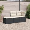 vidaXL 3 Piece Garden Sofa Set with Cushions Black Poly Rattan