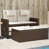vidaXL Reclining Garden Bench with Cushions Brown Poly Rattan