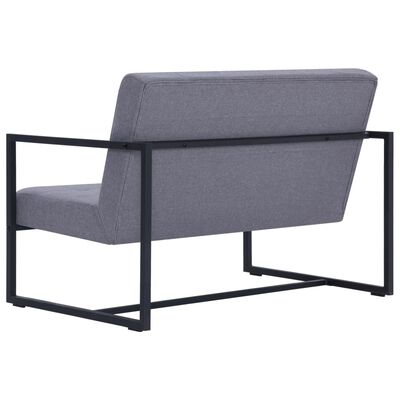 vidaXL 2-Seater Sofa with Armrests Light grey Steel and Fabric