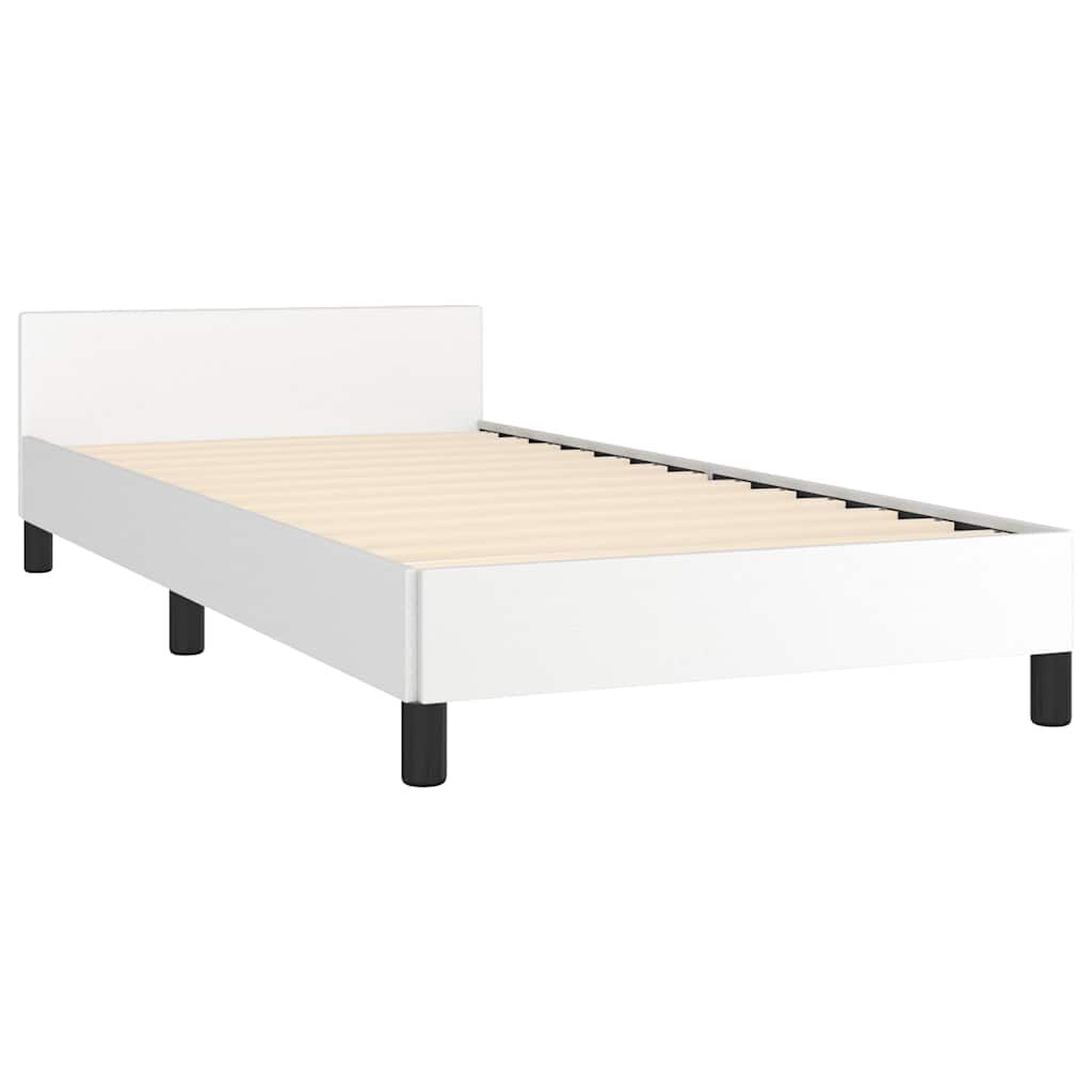 vidaXL Bed Frame without Mattress White Twin Faux Leather
