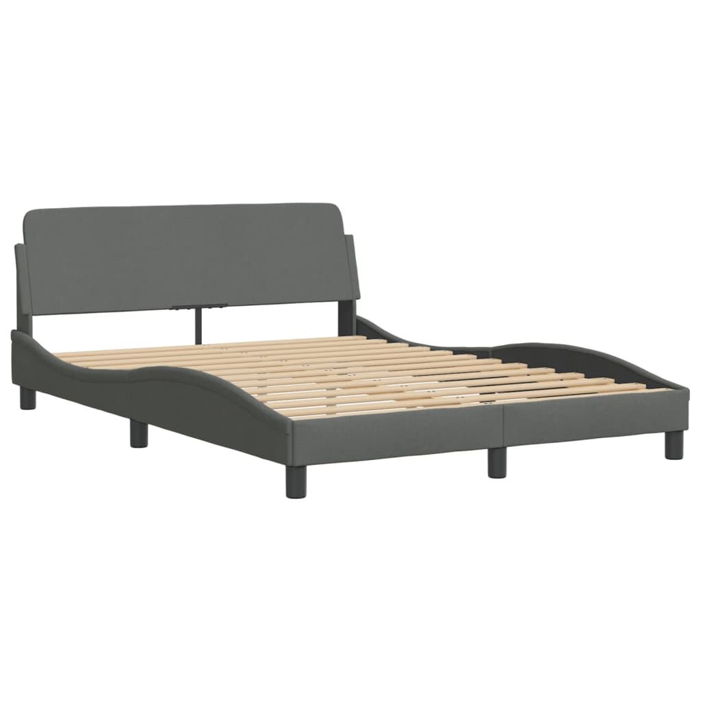 vidaXL Bed Frame without Mattress Dark Grey 137x187 cm Double Fabric