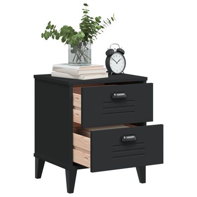 vidaXL Bedside Cabinet VIKEN Black Engineered Wood