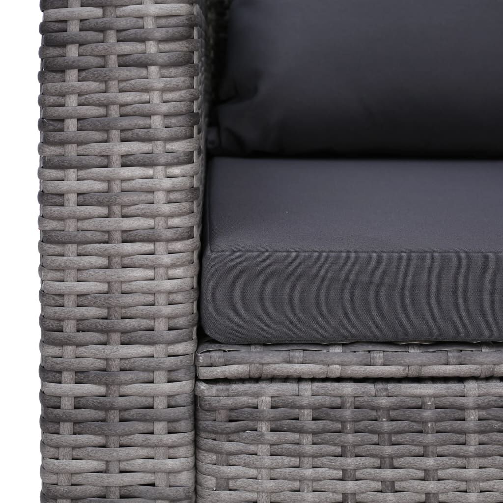 vidaXL Garden Chair with Cushion and Pillow Poly Rattan Grey