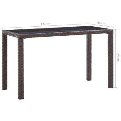 vidaXL Garden Table Brown 123x60x74 cm Poly Rattan