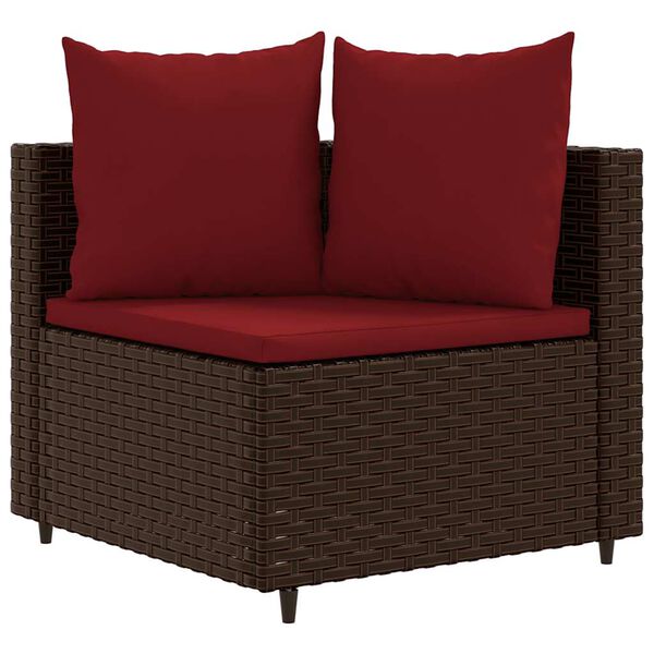 vidaXL 10 Piece Garden Sofa Set with Cushions Brown Poly Rattan