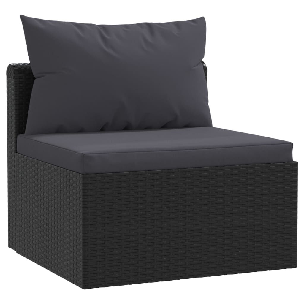 vidaXL 7 Piece Garden Lounge Set with Cushions Poly Rattan Black
