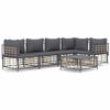 vidaXL 6 Piece Garden Lounge Set with Cushions Anthracite Poly Rattan