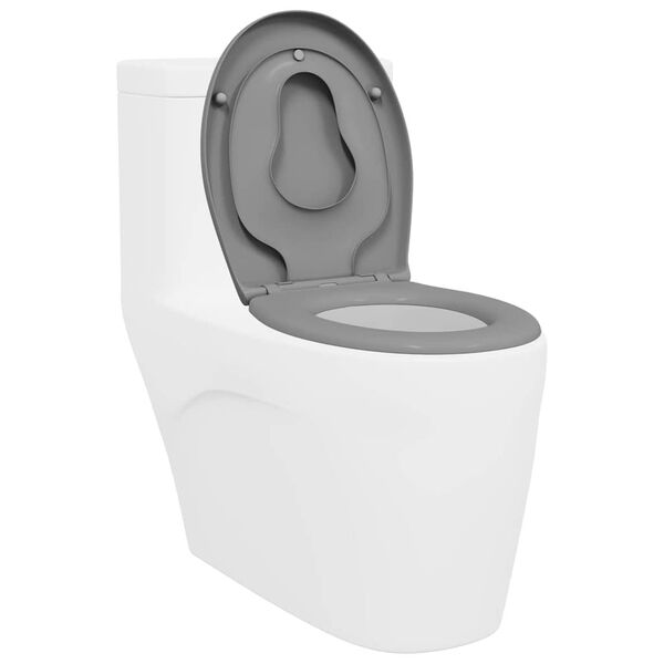vidaXL Toilet Seat Grey 44.5 x 37.3 x 4.3 cm Duroplast