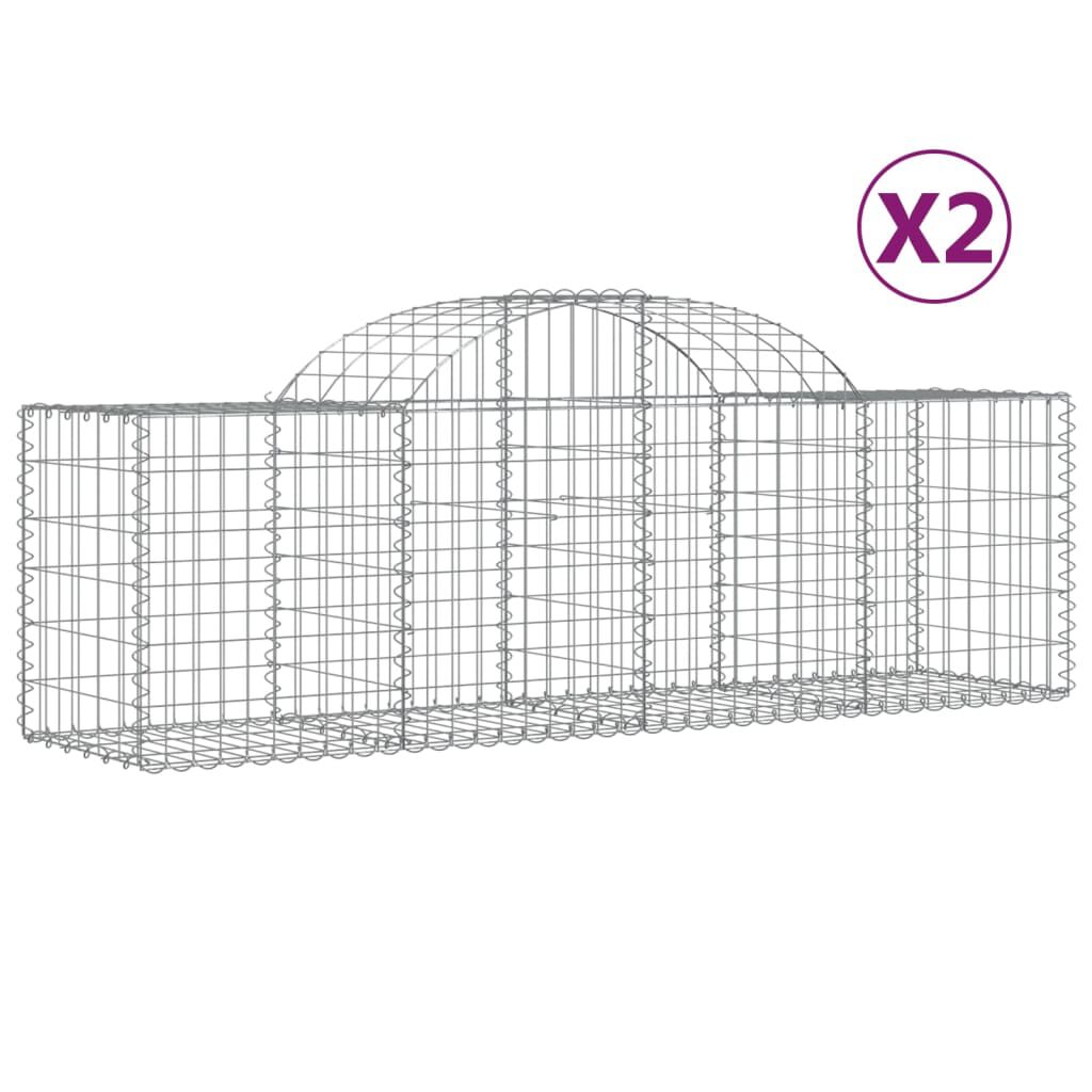vidaXL Arched Gabion Baskets 2 pcs 200x50x60/80 cm Galvanised Iron