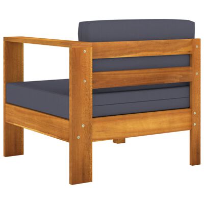 vidaXL 7 Piece Garden Lounge Set with Dark Grey Cushions Acacia Wood