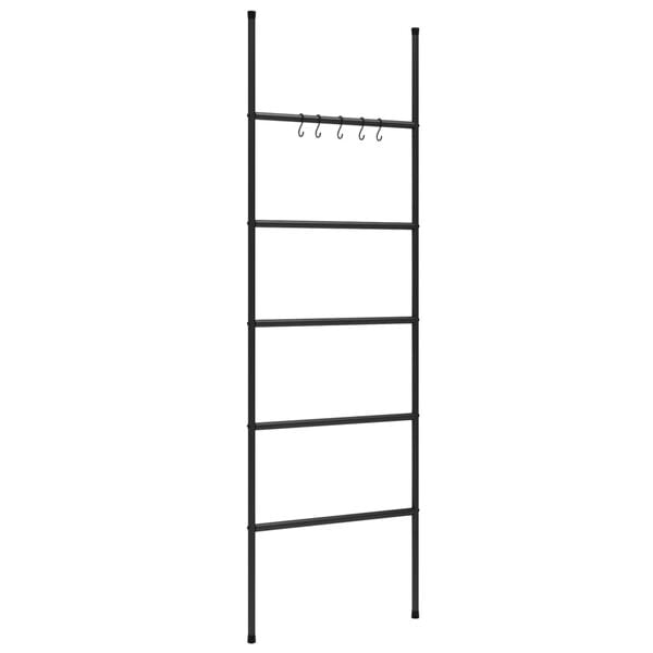 vidaXL Towel Rack Ladder with 5 Tiers Black 58x175 cm Iron