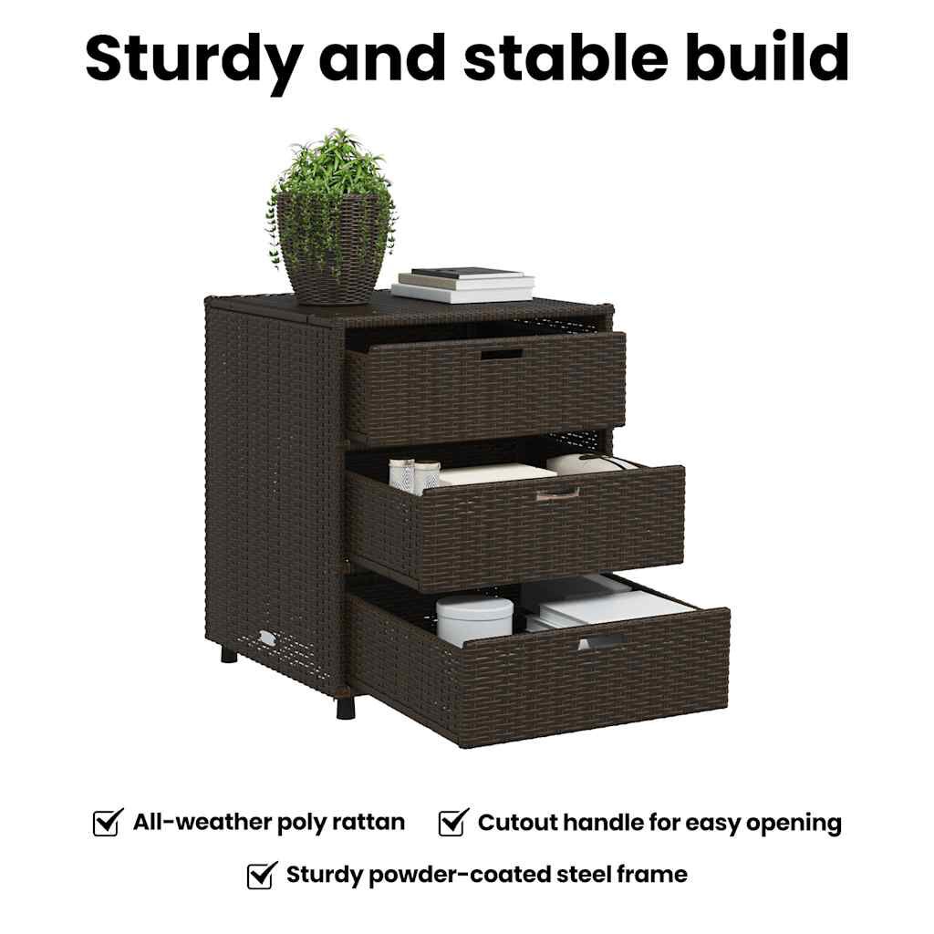 vidaXL Garden Storage Cabinet Brown 55x59x69 cm Poly Rattan