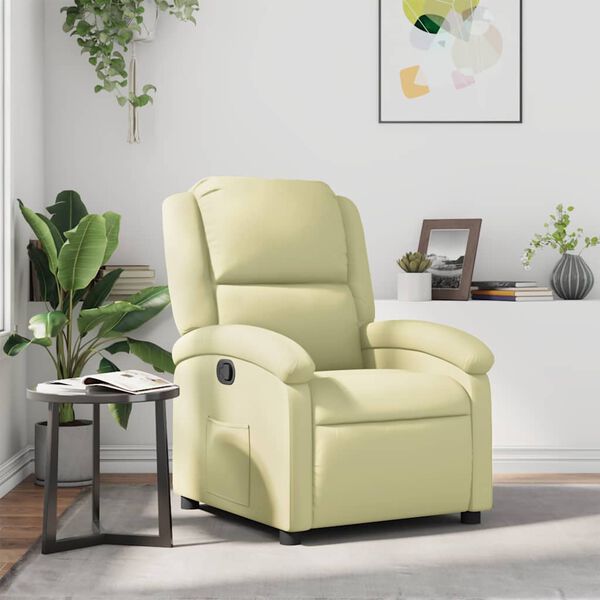 vidaXL Recliner Chair Cream Real Leather