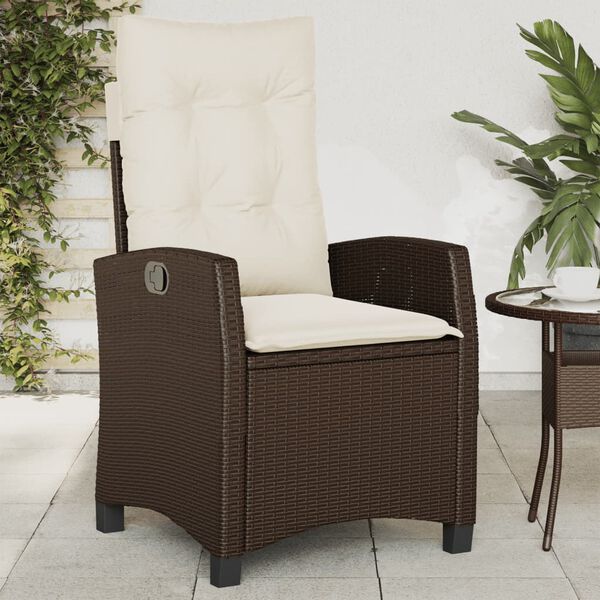 vidaXL Reclining Garden Chairs 2 pcs with Cushions Brown Poly Rattan