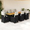 vidaXL 9 Piece Garden Bistro Set with Cushions Black Poly Rattan