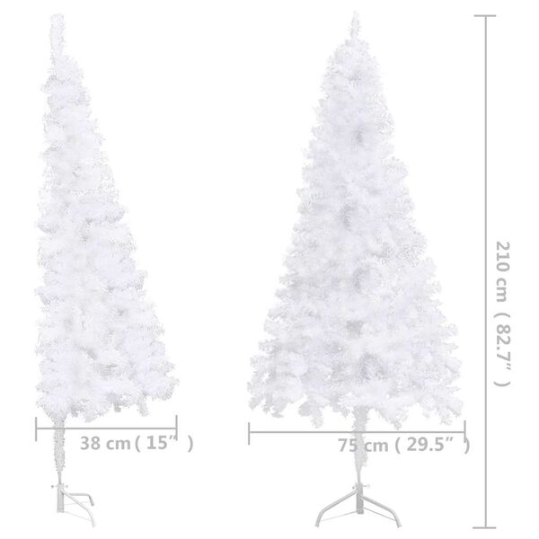 vidaXL Corner Artificial Christmas Tree LEDs&Ball Set White 210 cm PVC