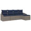 vidaXL Sofa Set with Cushion 5 pcs Grey Poly Rattan