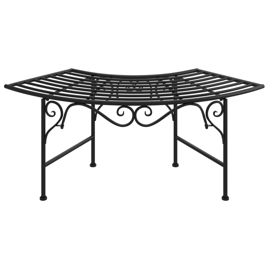 vidaXL Tree Bench 113 cm Black Steel
