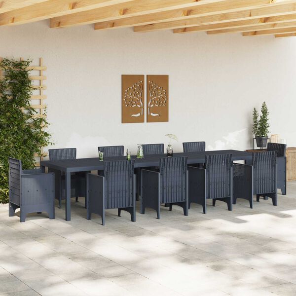 vidaXL Garden Table Anthracite 350 x 100 x 74 cm Poly Rattan