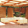 vidaXL 13 Piece Garden Lounge Set with Cream Cushions Solid Pinewood